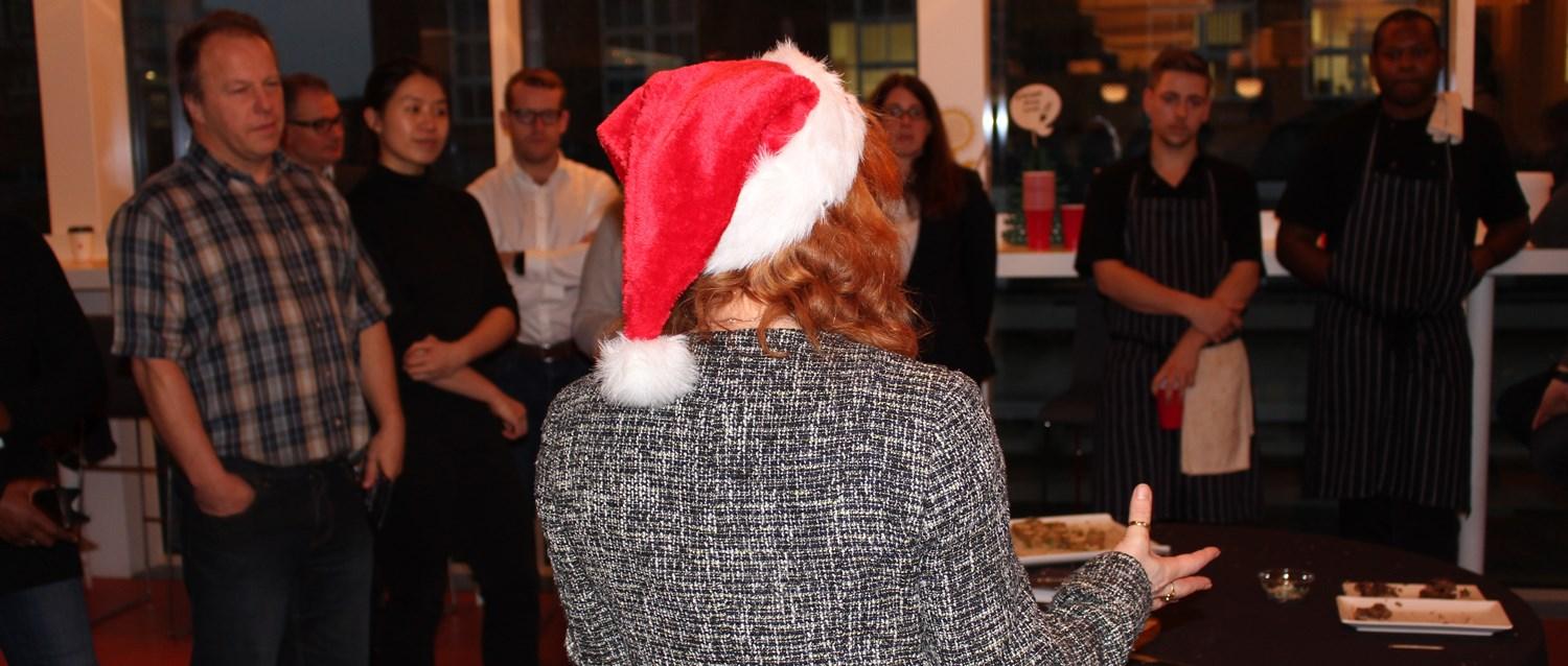 Dr Sarah Jarvis addresses the crowd and the contestants